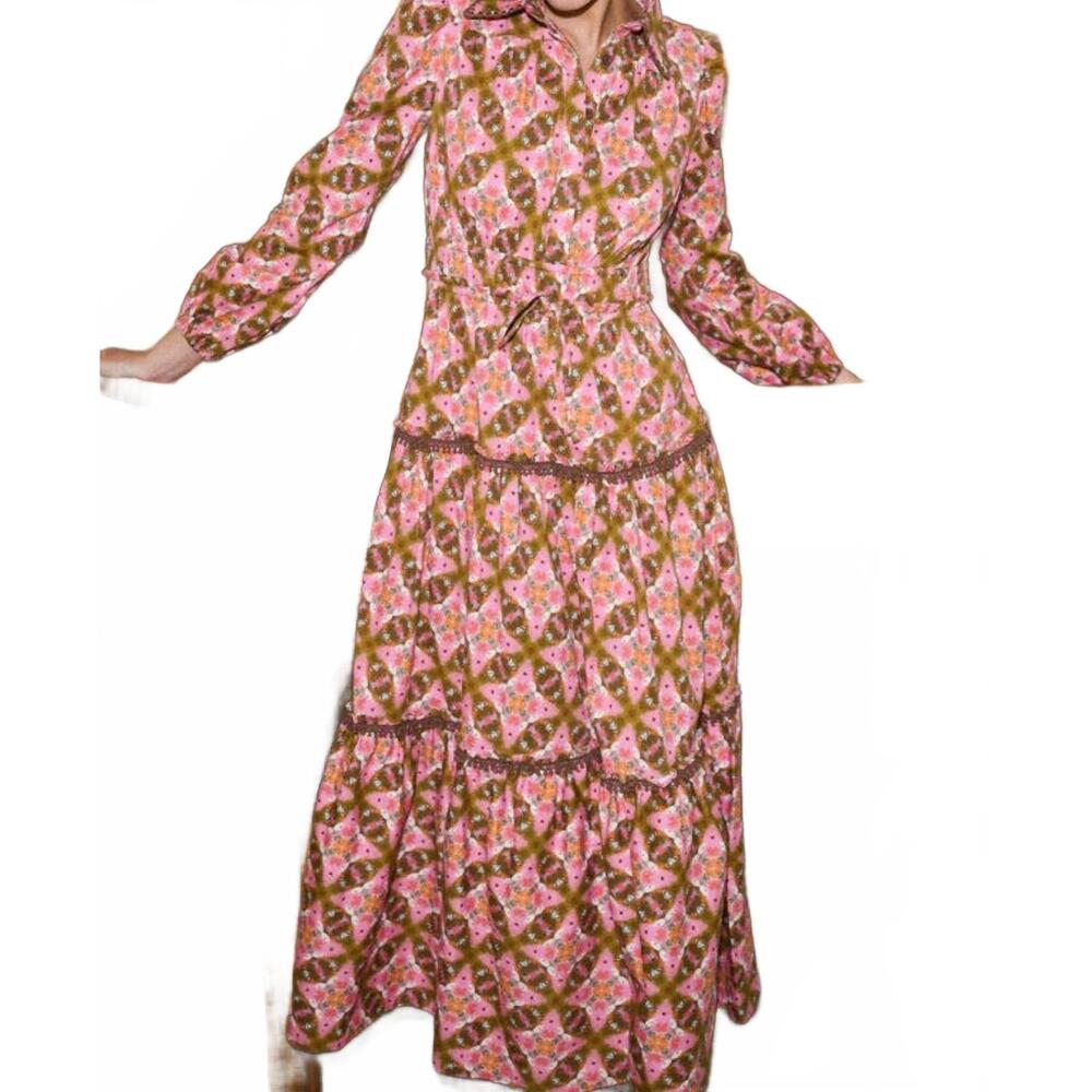 NEW BROOKS AVENUE banyan long sleeve dress in farmhouse pink